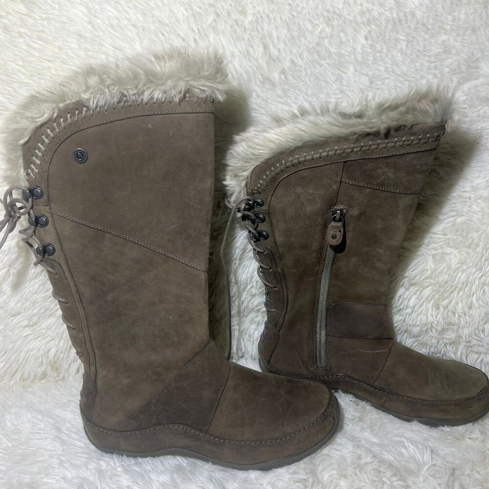 The North Face Janey II Luxe Waterproof Boots Gray Suede Leather Lace Up Sz 7.5